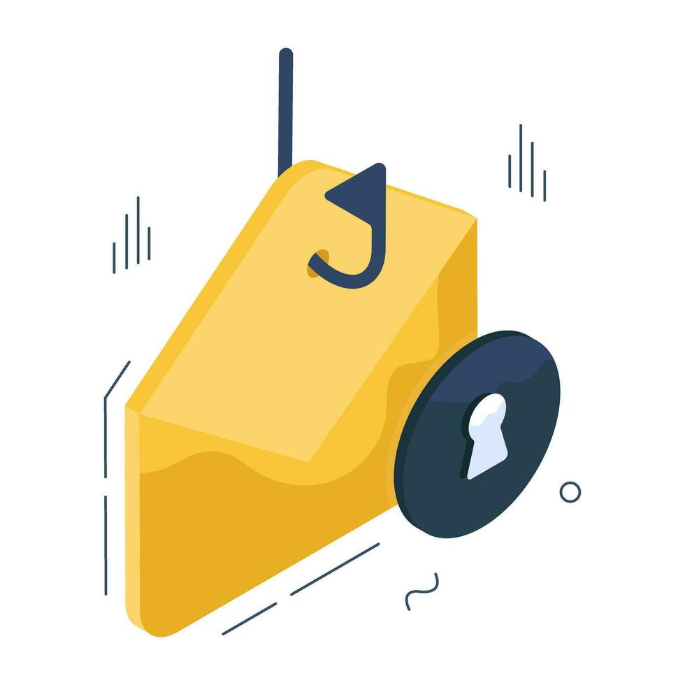 An isometric design icon of mail phishing vector