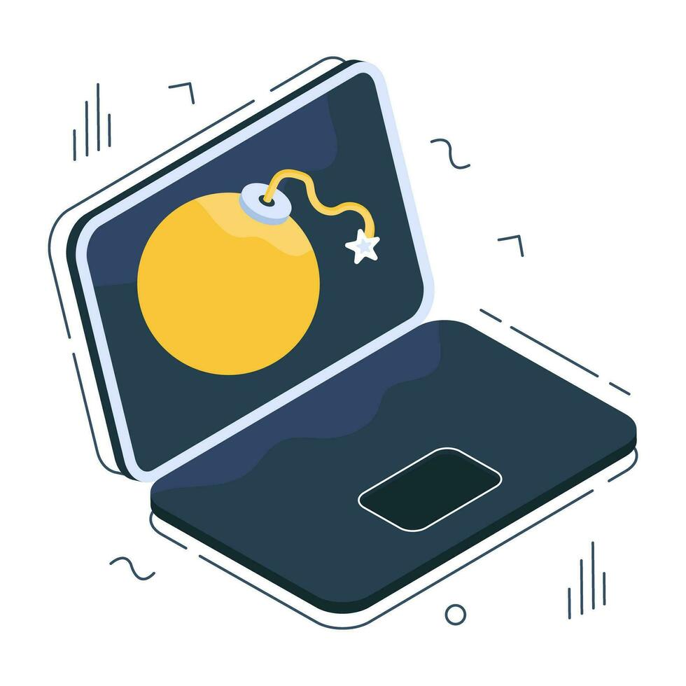 Cyber bomb icon, editable isometric icon vector