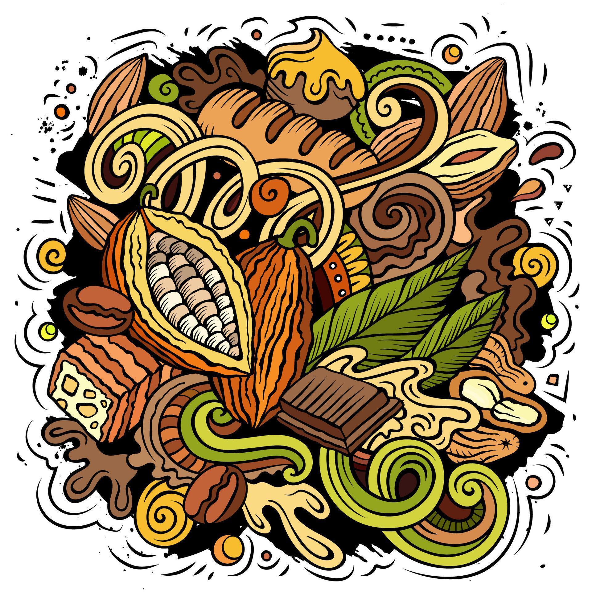 Chocolate hand drawn vector doodles illustration. Choco poster design ...