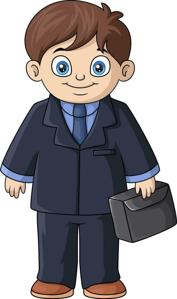 Cute businessman holding a briefcase vector