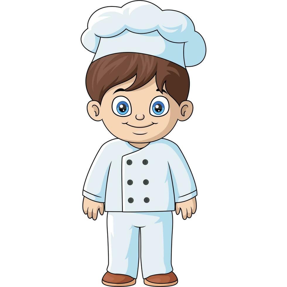 Cute chef boy cartoon on white background vector