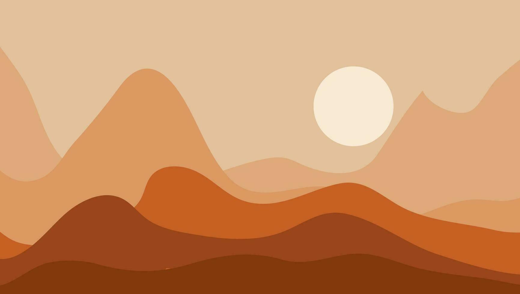 abstract landscape posters. Modern background flat design, contemporary boho sun moon mountains vector