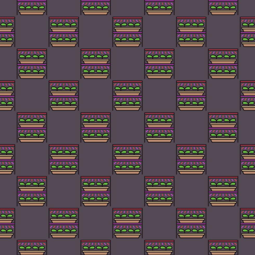 Seedling and Phyto Lamp System vector Grow Light colored seamless pattern