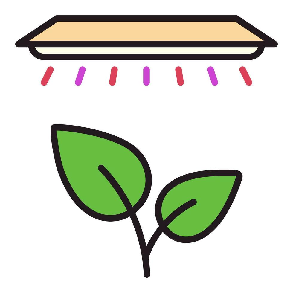 Plants under Grow Light thin line icon. Indoor Plant Growing vector colored symbol