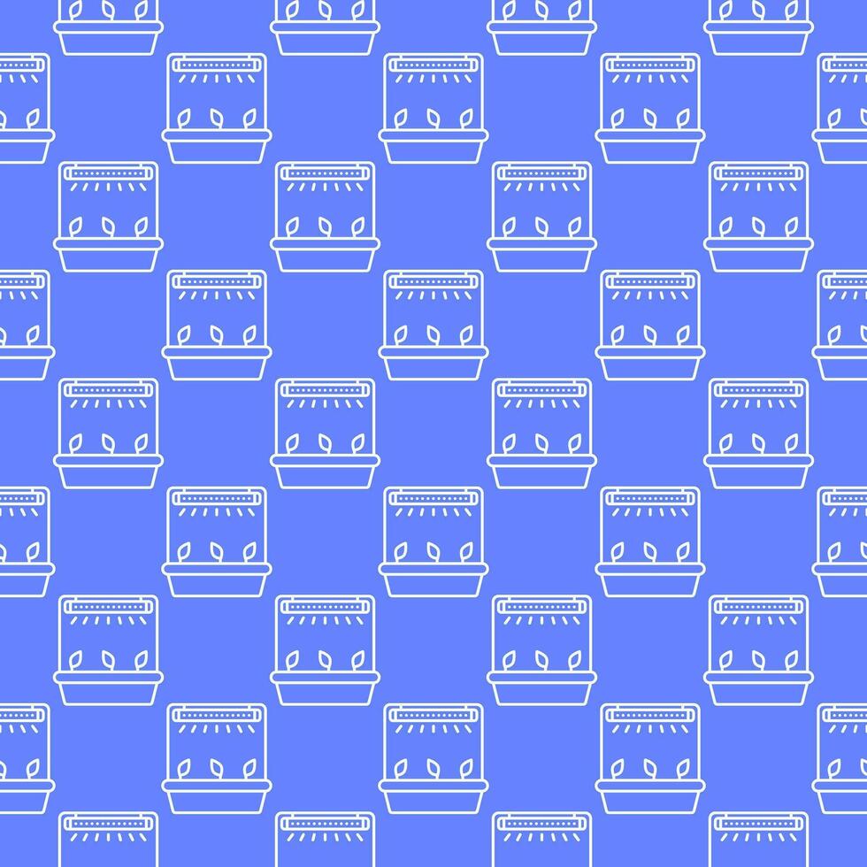 Plants and Grow Light vector Phytolamp thin line seamless pattern
