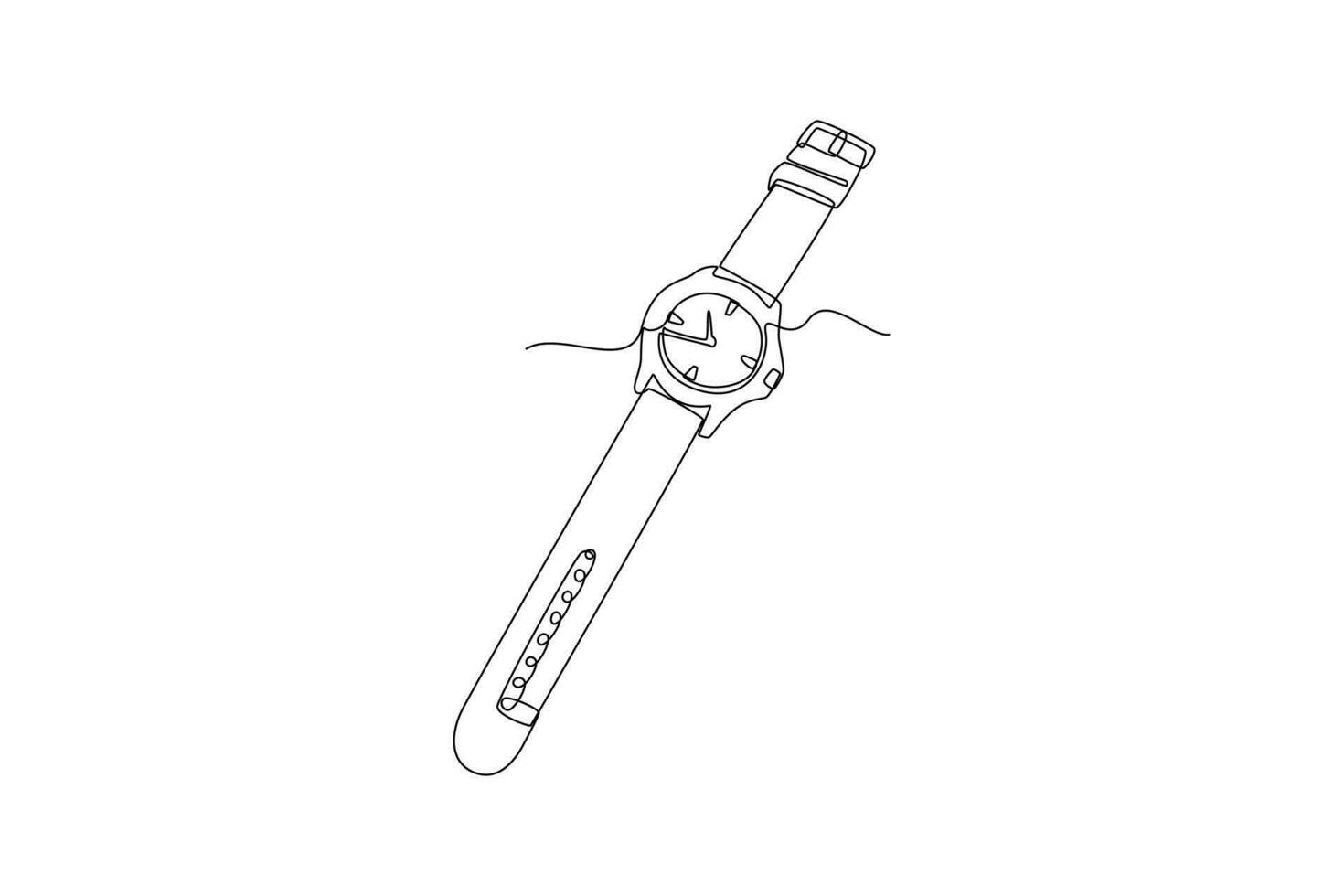 Continuous one line drawing watch concept. Doodle vector illustration.