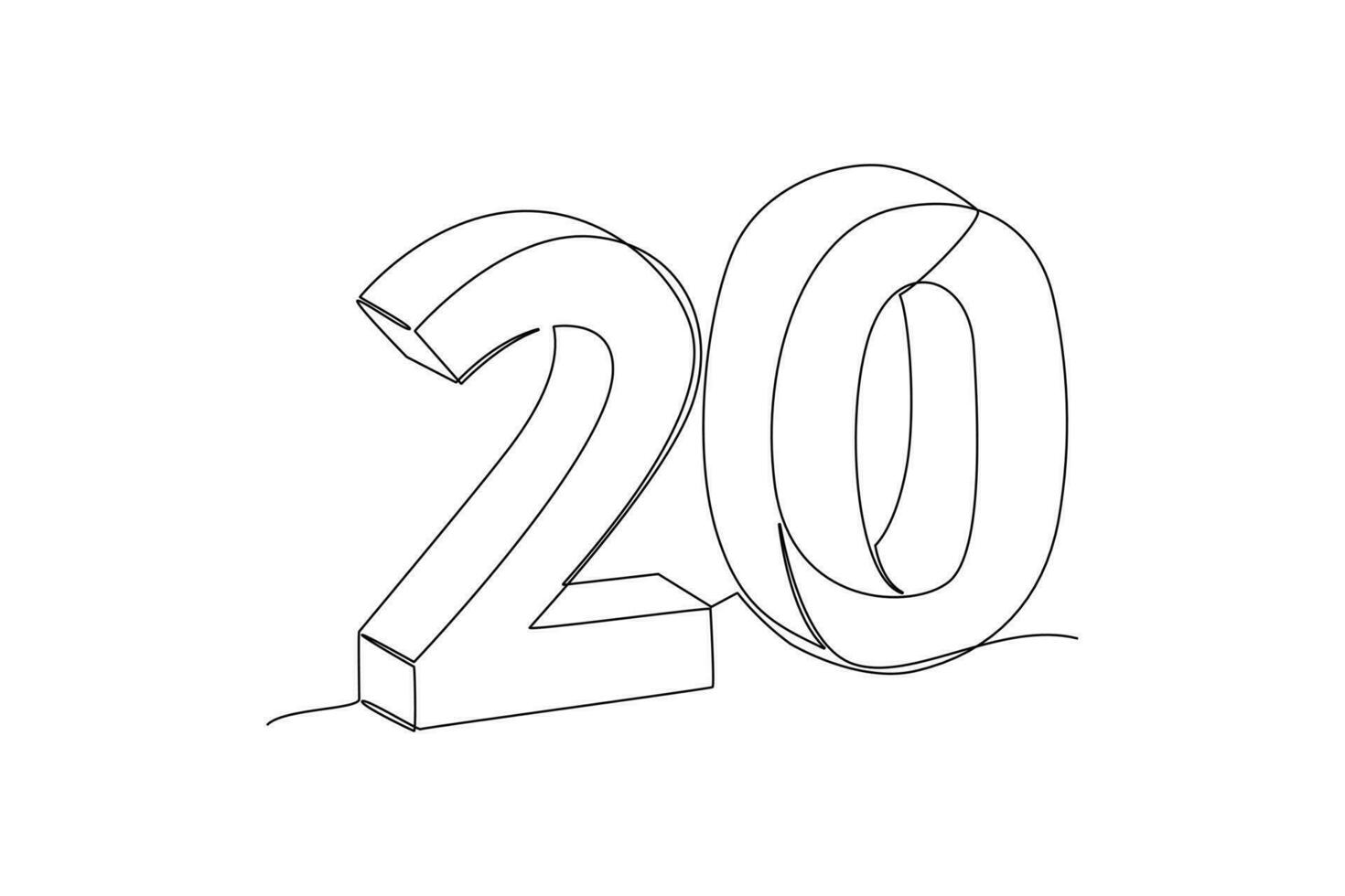 One continuous line drawing of Bricks with numbers. Numeral cube concept. Doodle vector illustration in simple linear style.