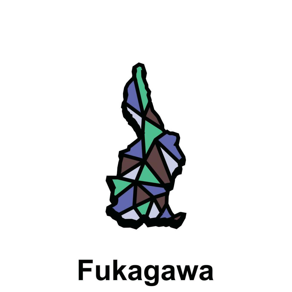 High detailed vector map - Japan, Map City of Fukagawa, isolated on white background