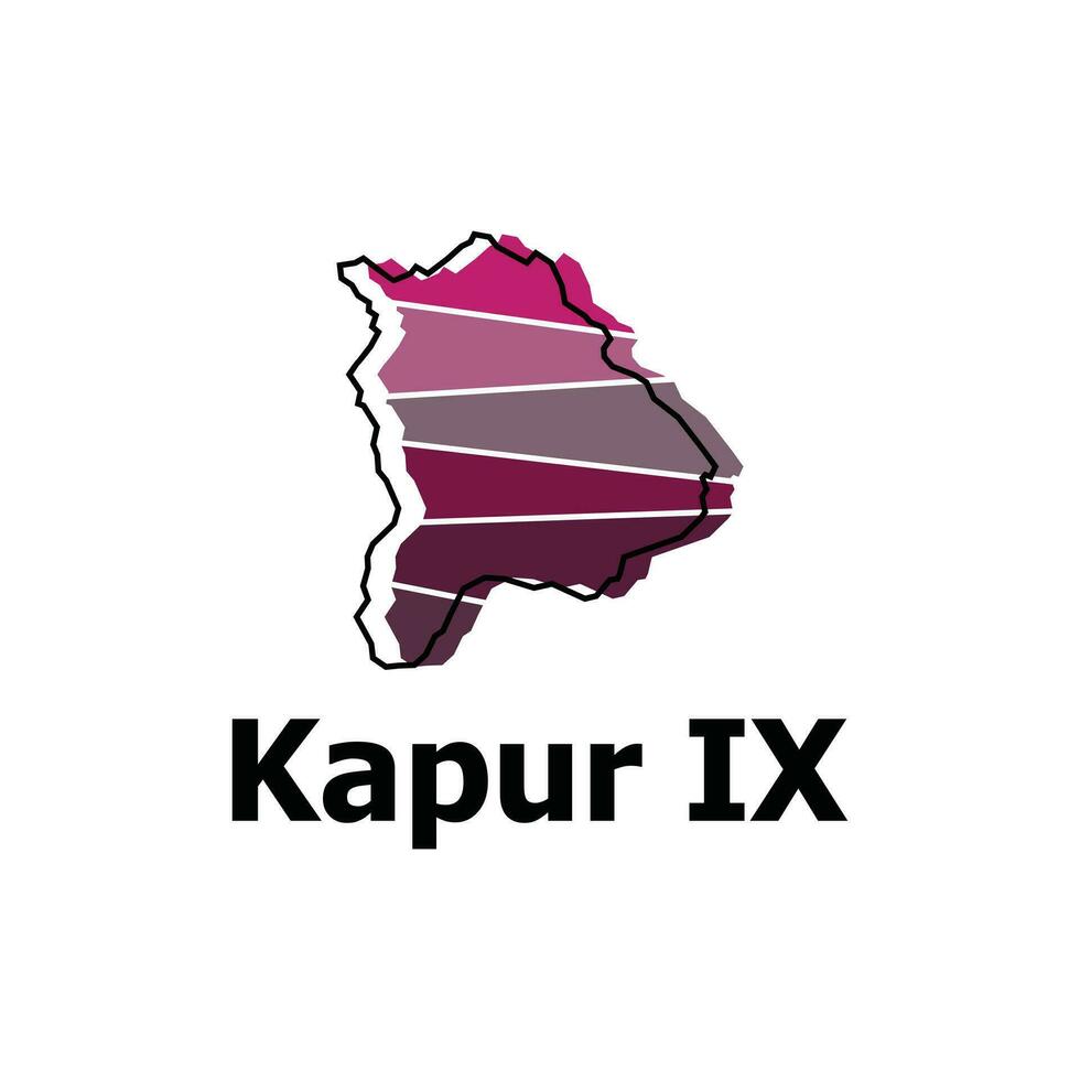 Map City of Kapur IX, World Map Country of Indonesia vector template with outline, graphic sketch style isolated on white background