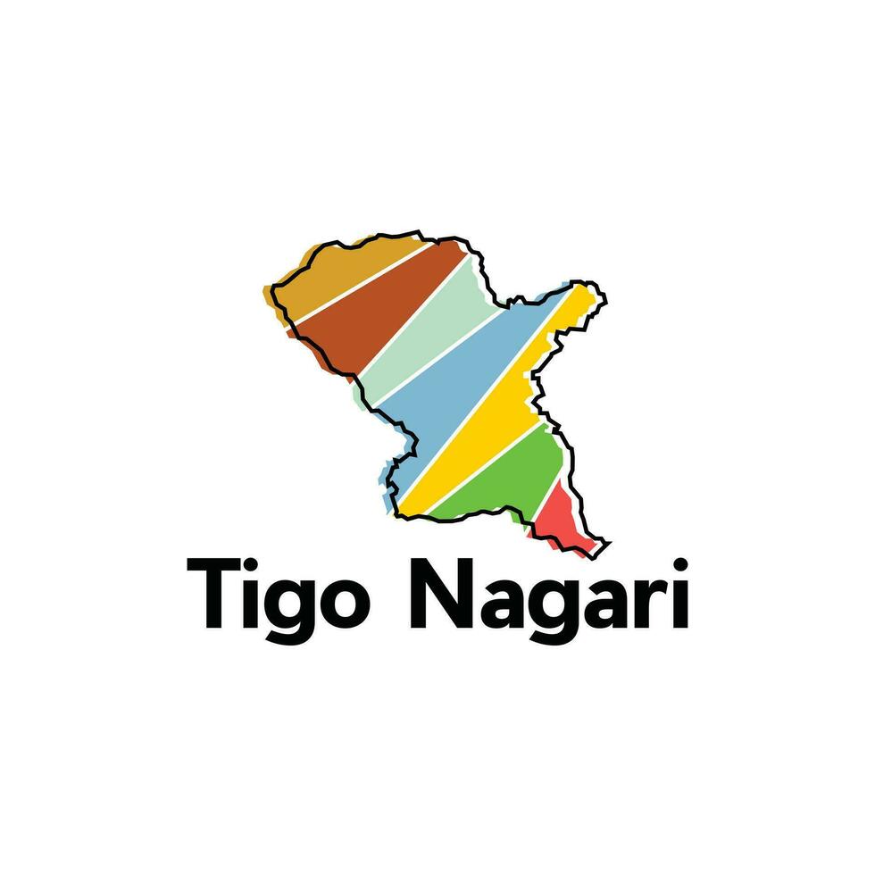 Map City of Tigo Nagari, World Map Country of Indonesia vector template with outline, graphic sketch style isolated on white background