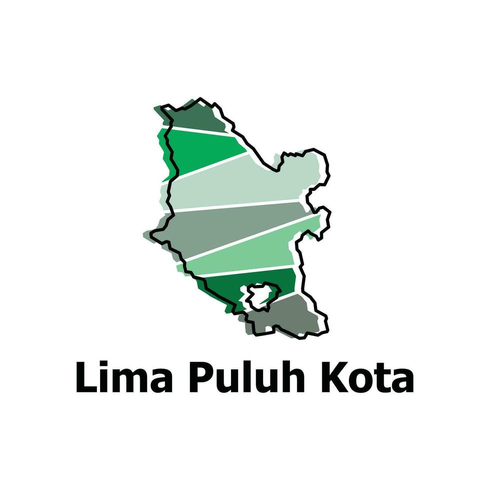 Map City of Lima Puluh Kota, World Map Country of Indonesia vector template with outline, graphic sketch style isolated on white background