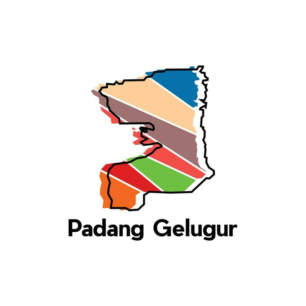 Map City of Padang Gelugur, World Map Country of Indonesia vector template with outline, graphic sketch style isolated on white background