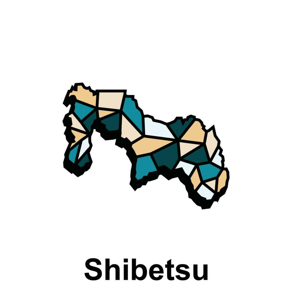 Map City of Shibetsu design illustration, vector symbol, sign, outline, World Map International vector template on white background