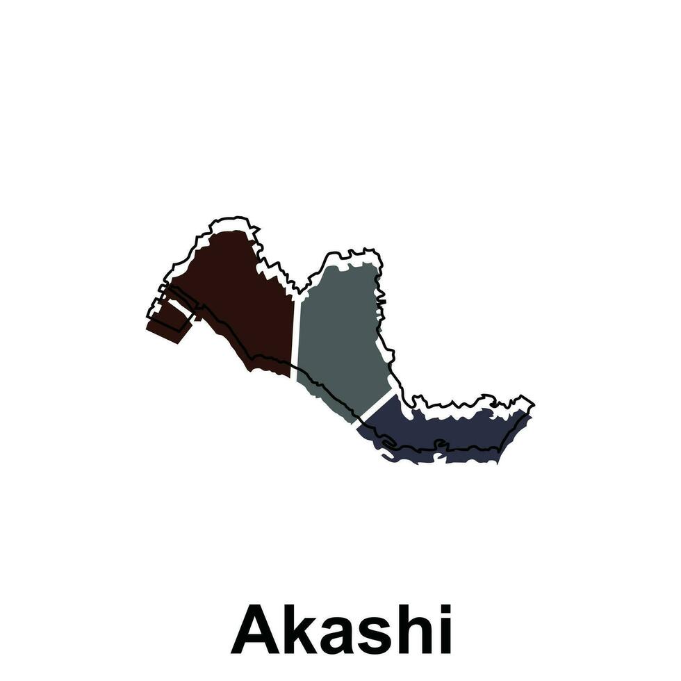 High detailed vector map - Japan, Map City of Akashi, isolated on white background