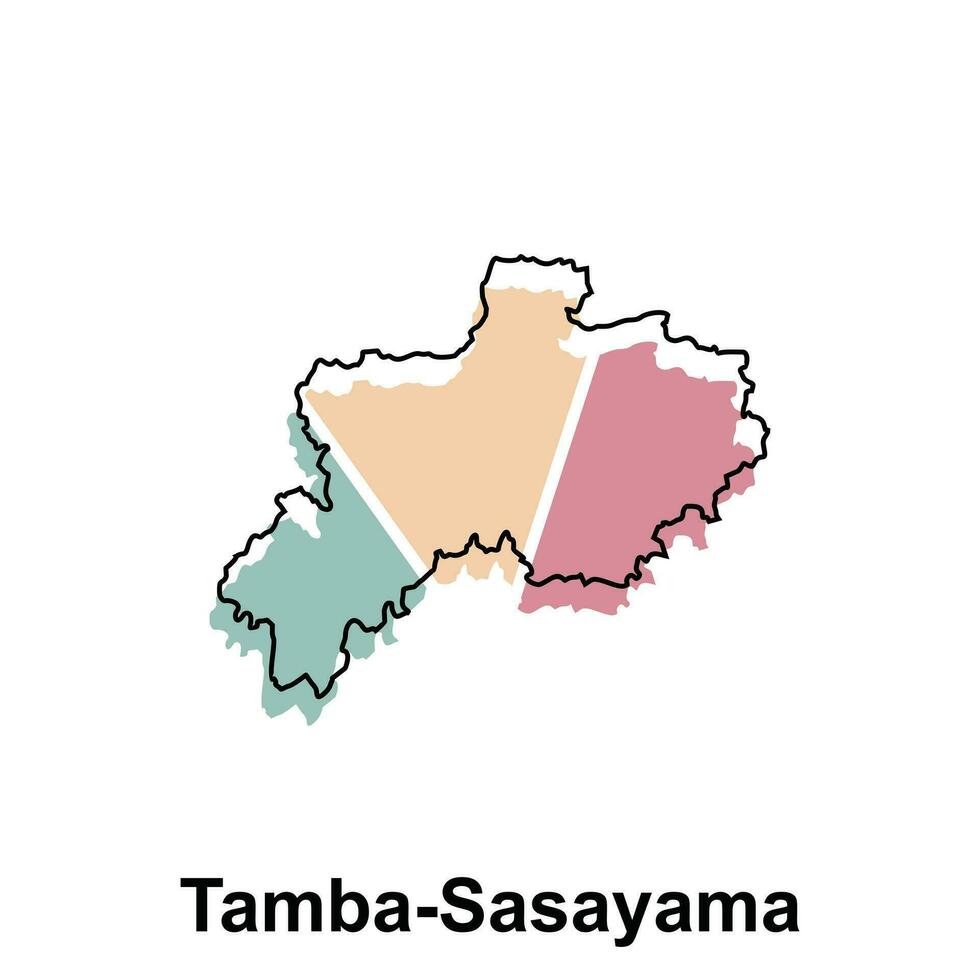 High detailed vector map - Japan, Map City of Tamba Sasayama, isolated on white background