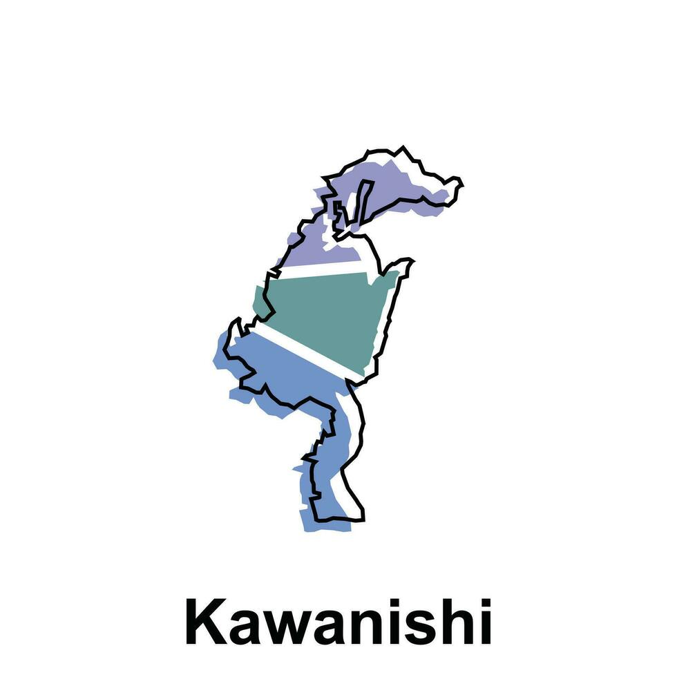 Map City of Kawanishi design illustration, vector symbol, sign, outline, World Map International vector template on white background
