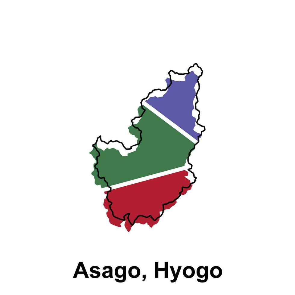 High detailed vector map - Japan, Map City of Asago, isolated on white background