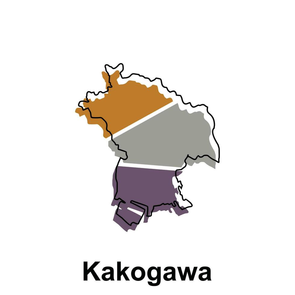 Map City of Kakogawa design illustration, vector symbol, sign, outline, World Map International vector template on white background