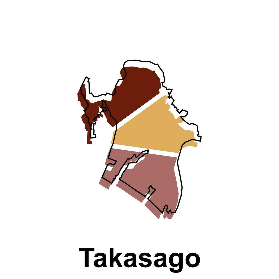 Map City of Takasago design illustration, vector symbol, sign, outline, World Map International vector template on white background