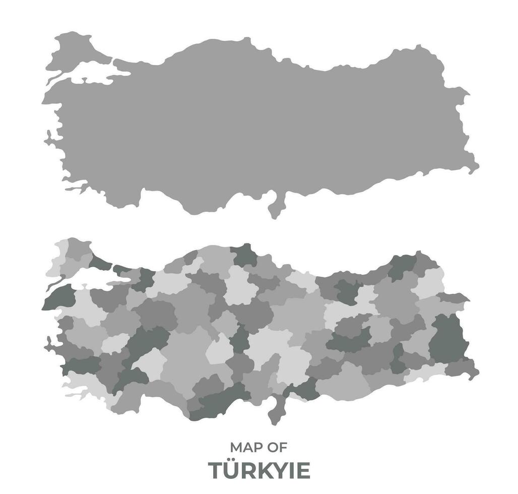 escala de grises vector mapa de Turquía con regiones y sencillo plano ilustración