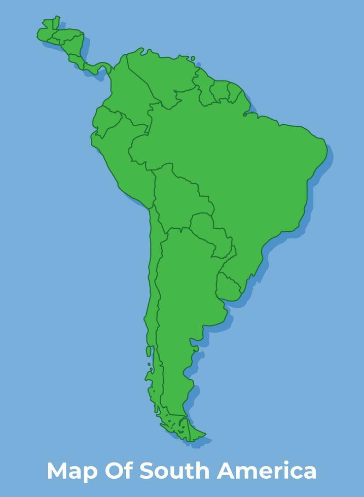 Detailed map of south america country in green vector illustration