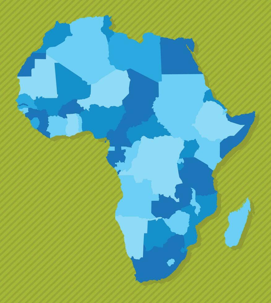 Africa map with regions blue political map green background vector illustration