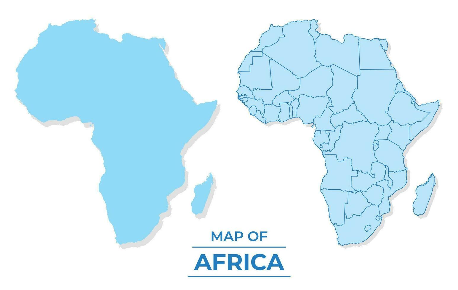 vector África mapa conjunto sencillo plano y contorno estilo ilustración