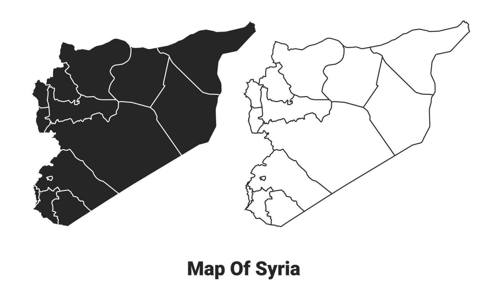 vector negro mapa de Siria país con fronteras de regiones