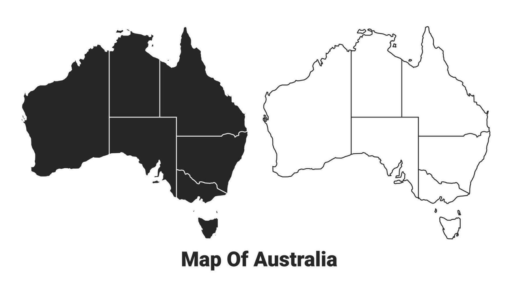 vector negro mapa de Australia país con fronteras de regiones