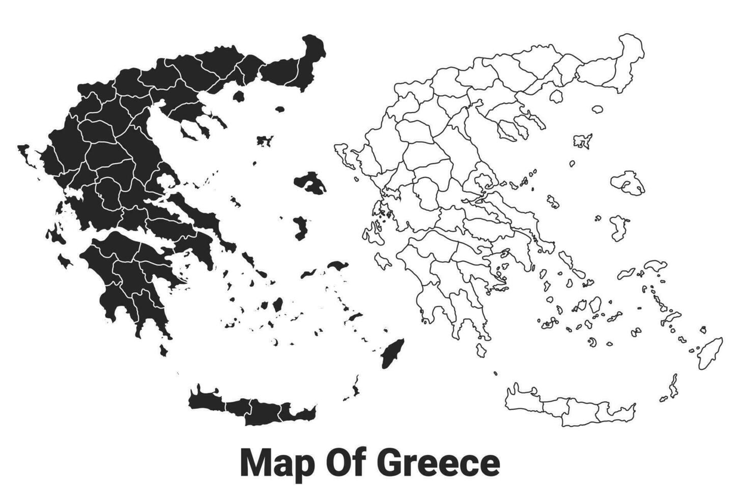 vector negro mapa de Grecia país con fronteras de regiones