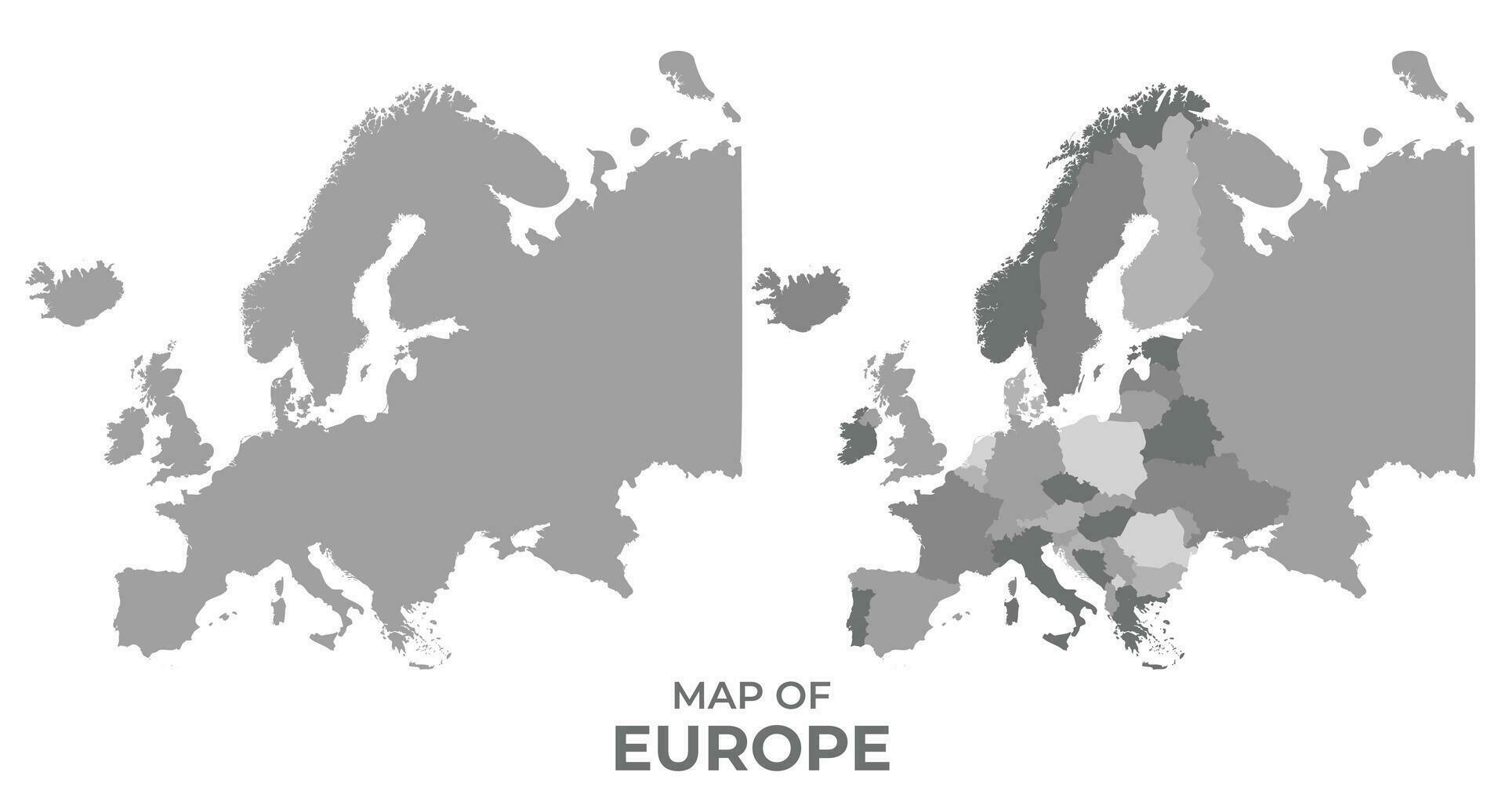 Greyscale Vector Map Of Europe With Regions And Simple Flat Greyscale Map Of Europe With Regions And Simple Flat Illustration Free Vector 