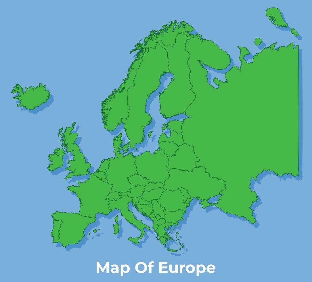 Detailed map of Europe country in green vector illustration