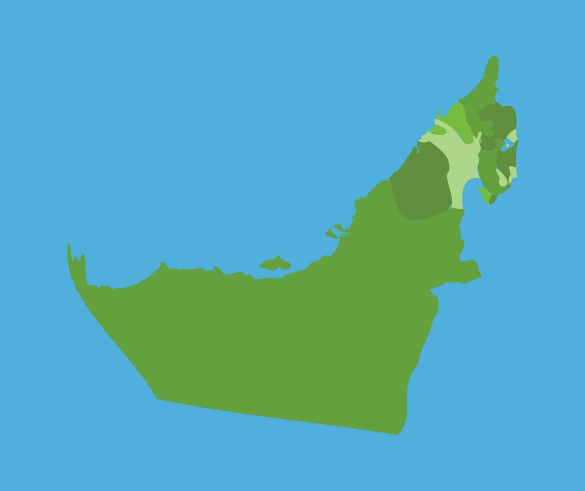 Uae vector map in greenscale with regions