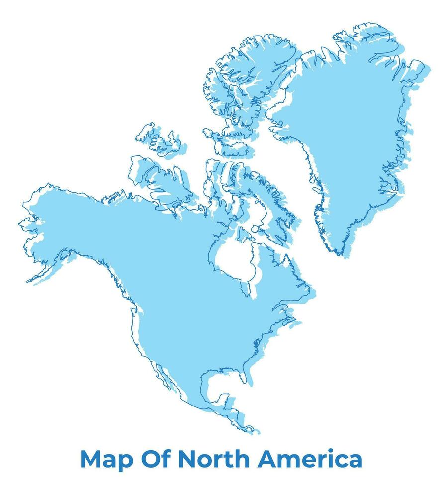 North America simple outline map vector illustration