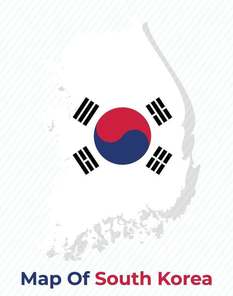 Vector map of South Korea with national flag