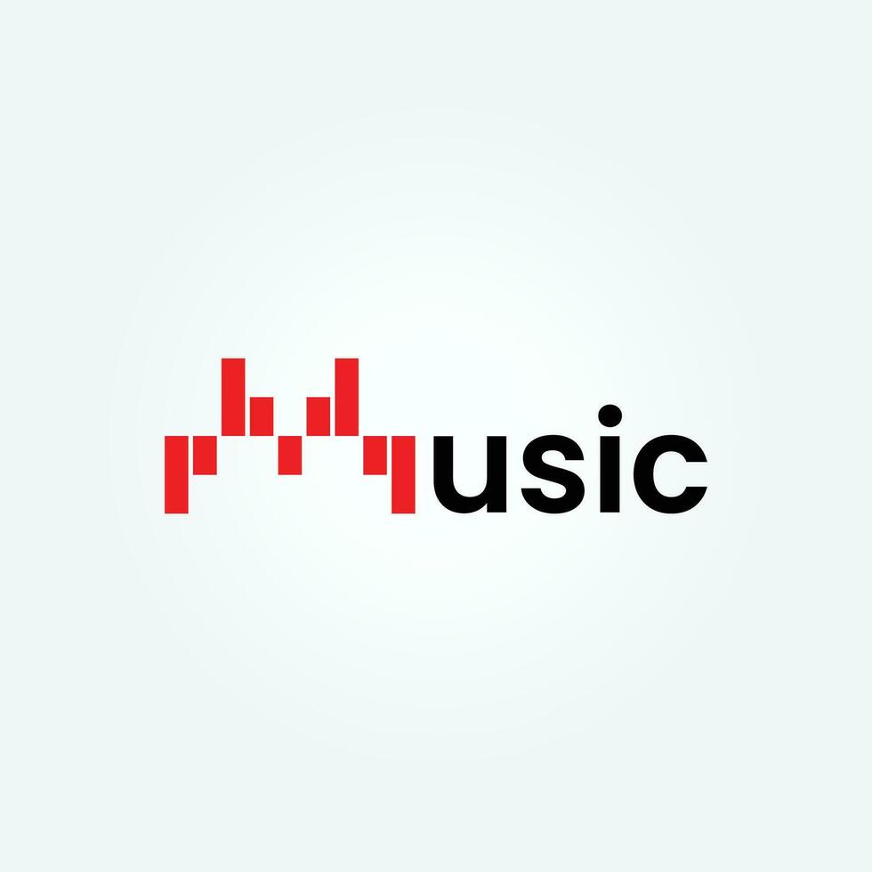 letter M Music logo collection with gradient style vector