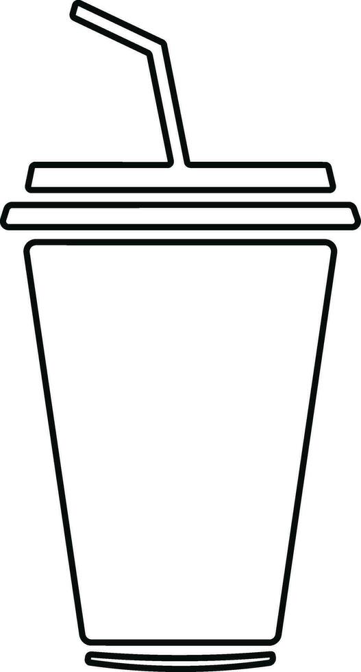 Disposable plastic coffee or tea cup or glass with straw icon vector. cold drink glass in line style. vector