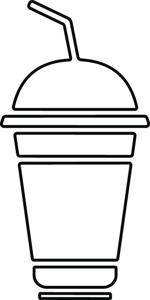 Disposable plastic coffee or tea cup or glass with straw icon vector. cold drink glass in line style. vector