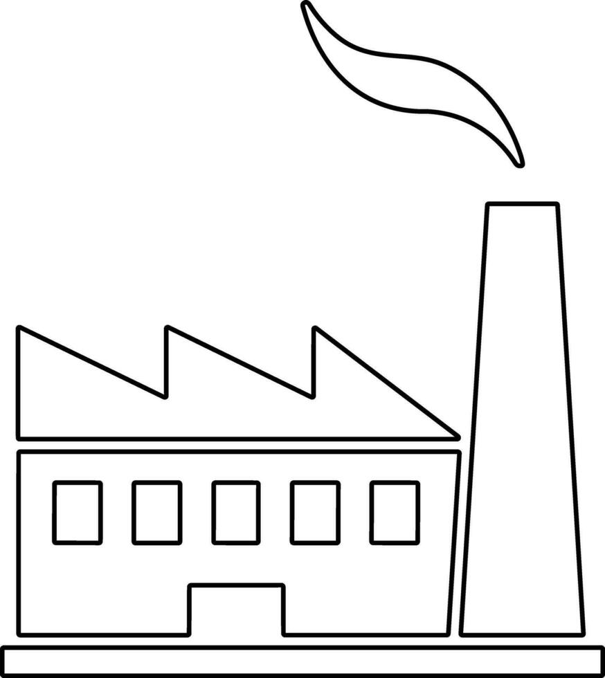 Factory icon. Vector industrial building pictogram. Black silhouette and line of manufacturing. Contains such Icon as Truck Terminal, Power Station, Mine, Warehouse, Greenhouse