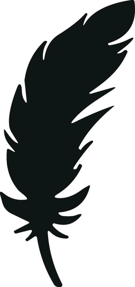Feather bird. Plumelet Feathers vector in a flat style. Pen icon. Black quill feather silhouette.
