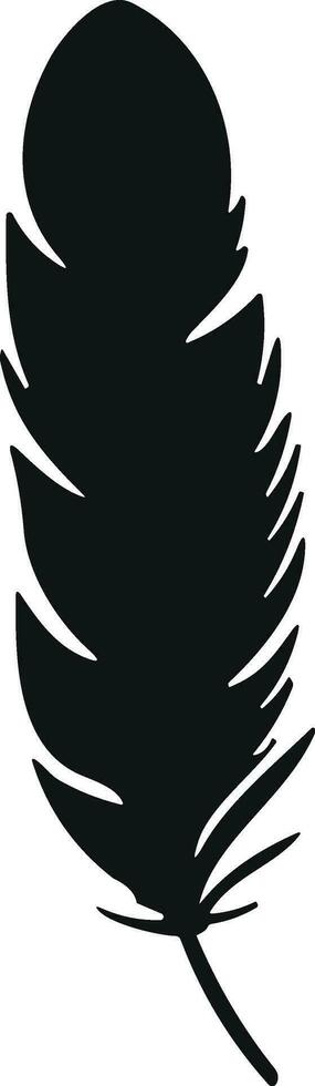 Feather bird. Plumelet Feathers vector in a flat style. Pen icon. Black quill feather silhouette.