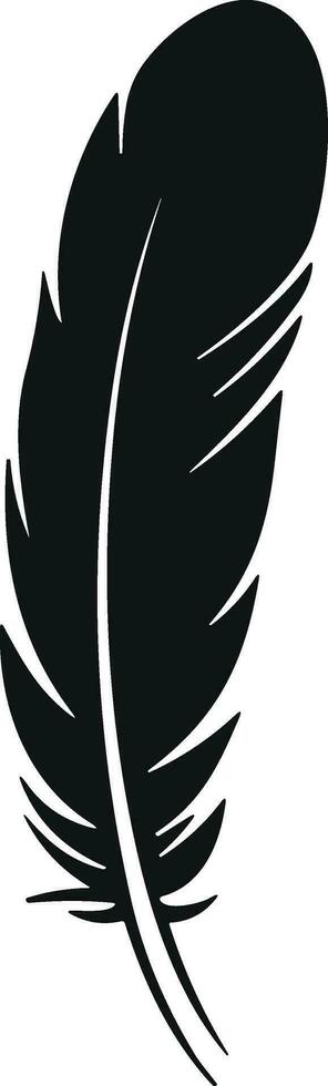 Feather bird. Plumelet Feathers vector in a flat style. Pen icon. Black quill feather silhouette.