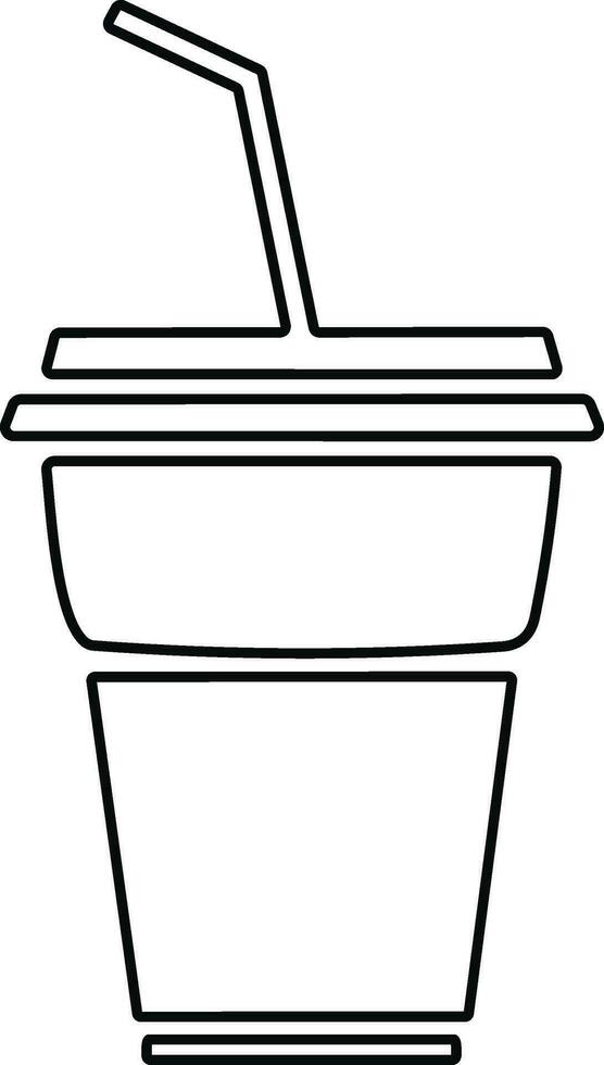 Disposable plastic coffee or tea cup or glass with straw icon vector. cold drink glass in line style. vector