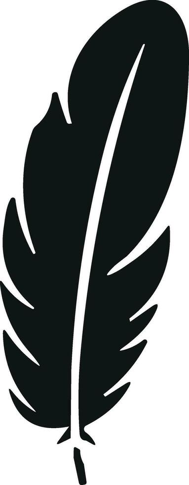 Feather bird. Plumelet Feathers vector in a flat style. Pen icon. Black quill feather silhouette.