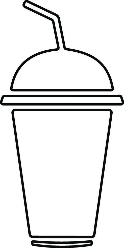 Disposable plastic coffee or tea cup or glass with straw icon vector. cold drink glass in line style. vector