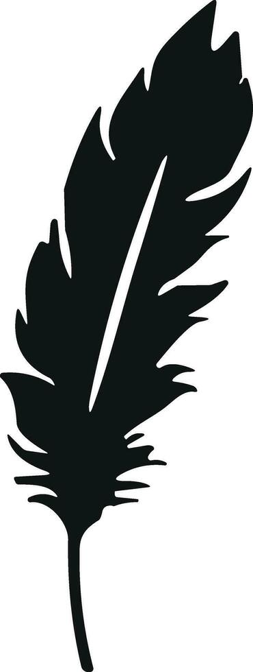 Feather bird. Plumelet Feathers vector in a flat style. Pen icon. Black quill feather silhouette.