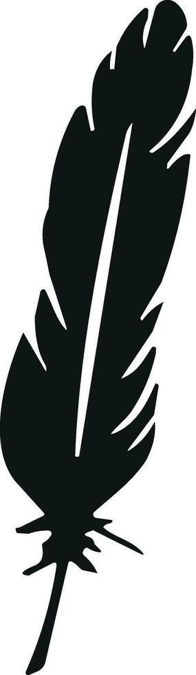 Feather bird. Plumelet Feathers vector in a flat style. Pen icon. Black quill feather silhouette.
