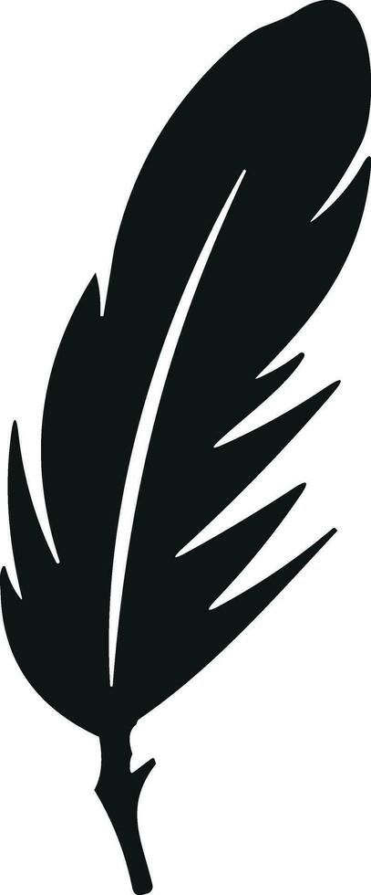 Feather bird. Plumelet Feathers vector in a flat style. Pen icon. Black quill feather silhouette.