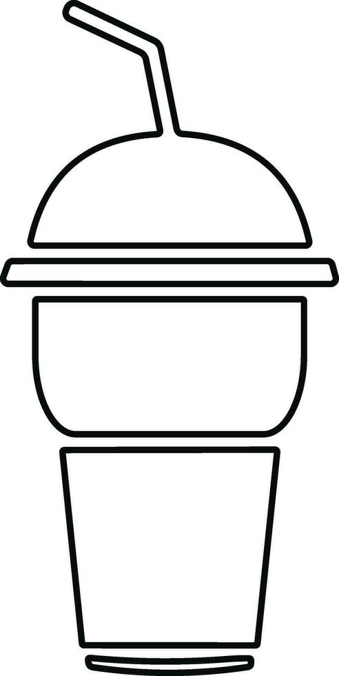 Disposable plastic coffee or tea cup or glass with straw icon vector. cold drink glass in line style. vector