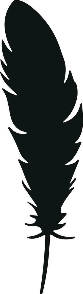 Feather bird. Plumelet Feathers vector in a flat style. Pen icon. Black quill feather silhouette.